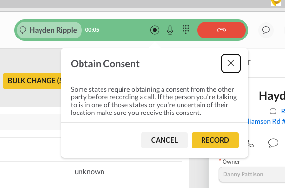 Web Call Consent