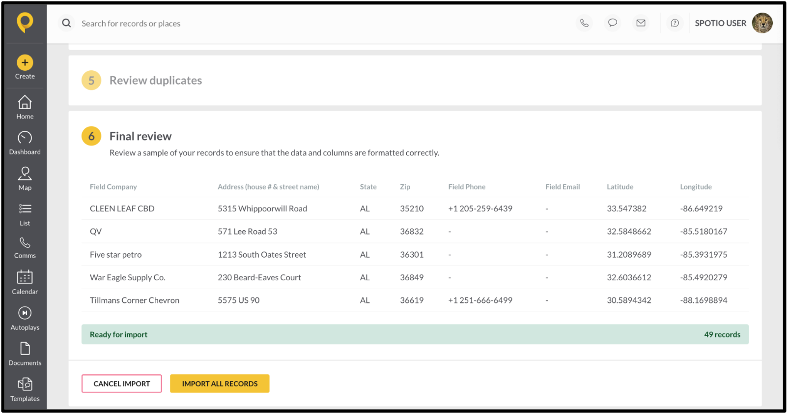 Importing Records to SPOTIO
